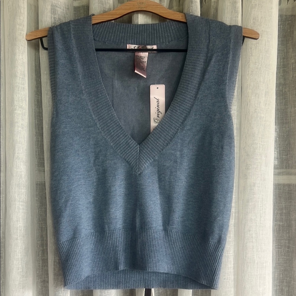 Elegant Blue Women's Sweater Vest women size small and junior size large